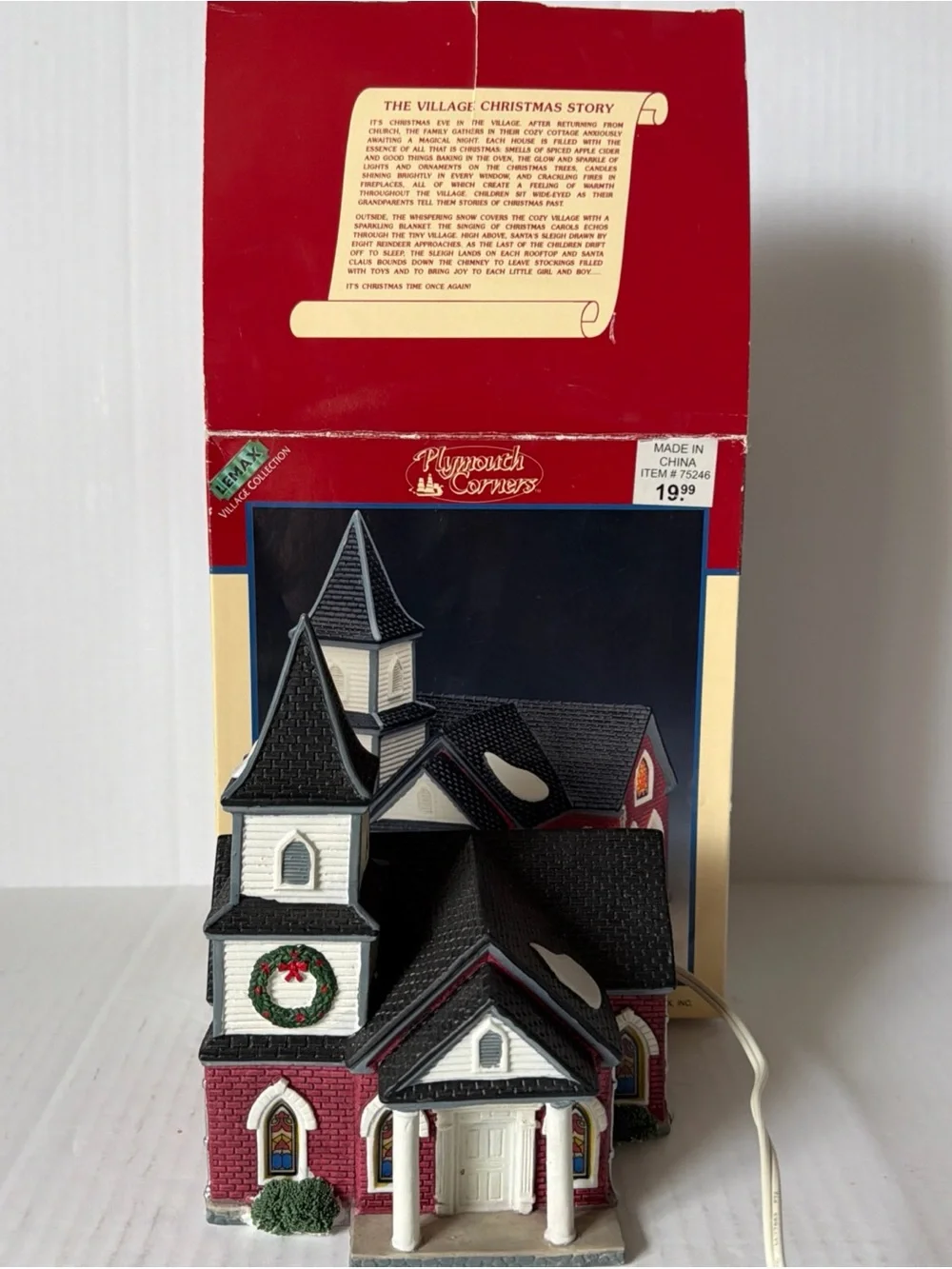 1997 Lemax Village Collection Plymouth Corners Church Porcelain